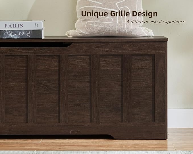 VANKILEY 51.2" Storage Chest Extra Large,Wooden Storage Bench,Espresso | Chest with 2 Safety Hinges, 51.2*15.7*19.1inches, Wooden Trunk for Bedroom, Livingroom,Entryway,Easy Assembly.