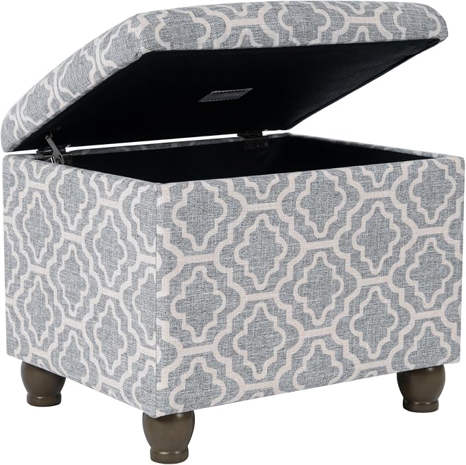 Spatial Order 22" Medium Rectangular Storage Ottoman - Gray Geometric