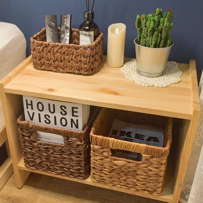 Granny Says Small Wicker Baskets For Shelves, Wicker Baskets For Storage | Small Woven Storage Baskets for Shelf, Rattan Basket For Organizing, Wicker Basket Set, 3-Pack Small Waterproof Baskets