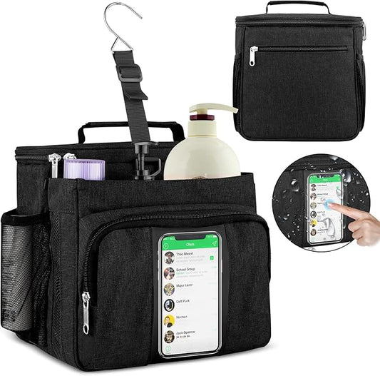 Bukere Shower Caddy Tote Bag, Portable Shower Caddy for College Dorm Travel, Separate Compartment, Large Capacity, Quick Dry Mesh Base, Hanging Toiletry Bath Bag for Student, Gym, Camp, Women Men