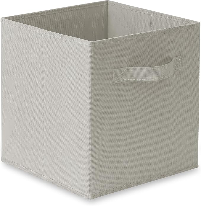 Casafield Set of 6 Collapsible Fabric Cube Storage Bins, Light Gray - 11" Foldable Cloth Baskets for Shelves, Cubby Organizers & More