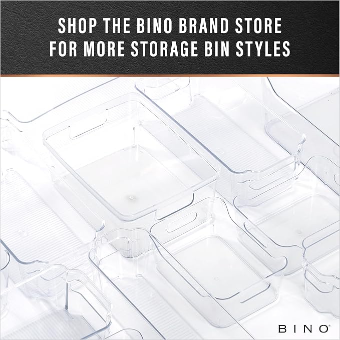 BINO | Plastic Storage Bins, Large - Deep | THE HANDLER COLLECTION | Multipurpose Organizer Bins | Kitchen Pantry Organizers and Storage | Clear Containers for Organizing Home | Freezer Organizer