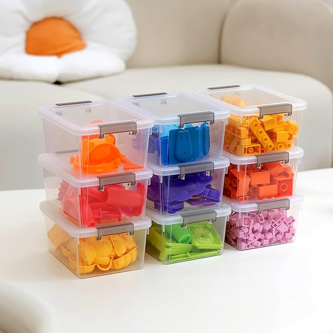 Citylife 30Packs 1.3Qt Small Storage Bins with Lids,Stackable Clear | Plastic Containers for Beads, Buttons, Sewing Supplies, Office Supplies