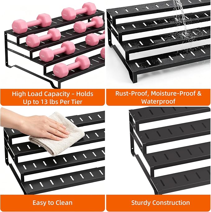 Expandable Can Organizer for Pantry, 4-Tier Adjustable Metal Can Rack | Tiered Countertop Shelf, Adjustable height Pantry Organizer for Kitchen Cabinet, Countertop & Canned Goods Storage