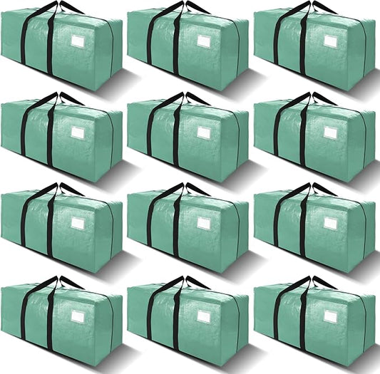 VELVETSURE 12 Pack Heavy Duty Large Moving Bags W/Backpack Straps - Strong Handles & Zippers, Storage Totes For Space Saving, Fold Flat, Alternative to Moving Box and Storage Bin, Teal