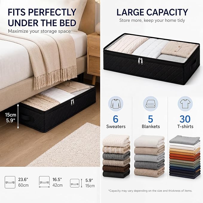 Fixwal Under Bed Storage Bags 6 Pack Underbed Containers for Clothing