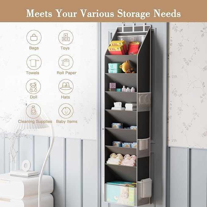 Shoe Organizer, Over the Door Shoe Organizer for Closet, Hanging Closet Shoe Storage with Large Deep Pockets, Holds Sneakers, Sandals, Boots, Fits 16–24 Pairs, Black