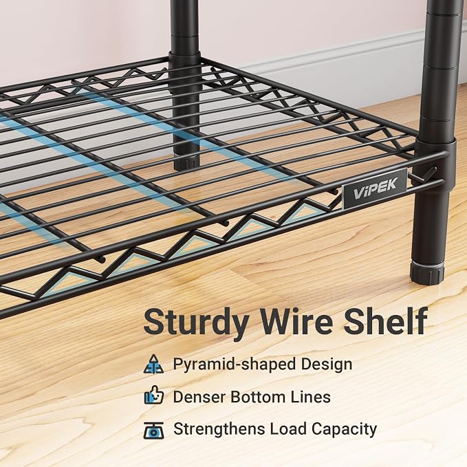 VIPEK Classic V6 Plus Wire Garment Rack, Dynamic Closet System Adjustable | Large Heavy Duty Metal Freestanding Clothing Rack 1120lbs Capacity, 7FT Wide Closet Organizer System for Bedroom, Black