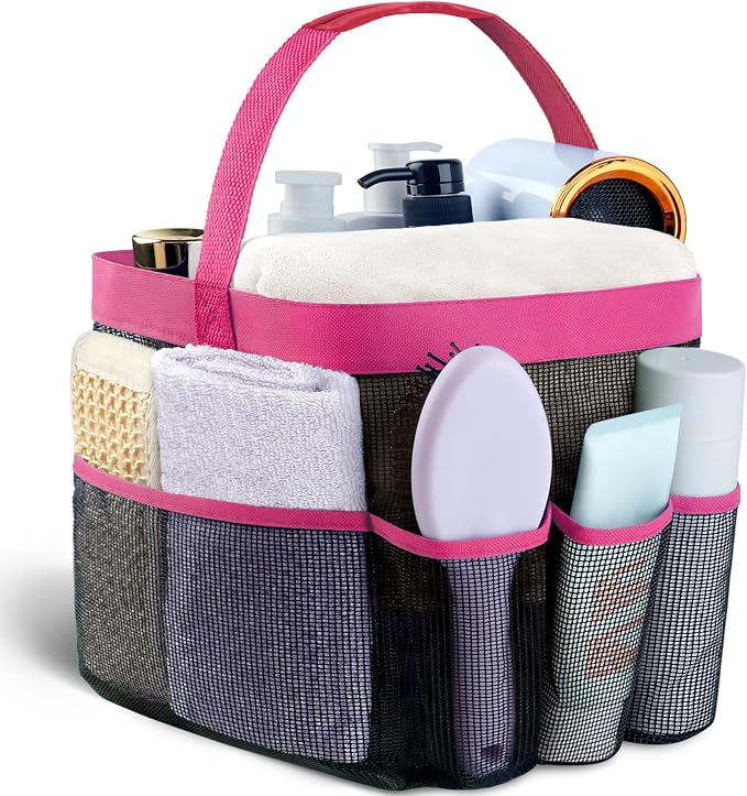 Mesh Shower Caddy Portable - 9 Pockets for College Dorm Room Essential | Large Capacity Mesh Shower Caddy with 9 Pockets, Portable Hanging Toiletry Bag for College Dorm, Gym, Camping and Beach