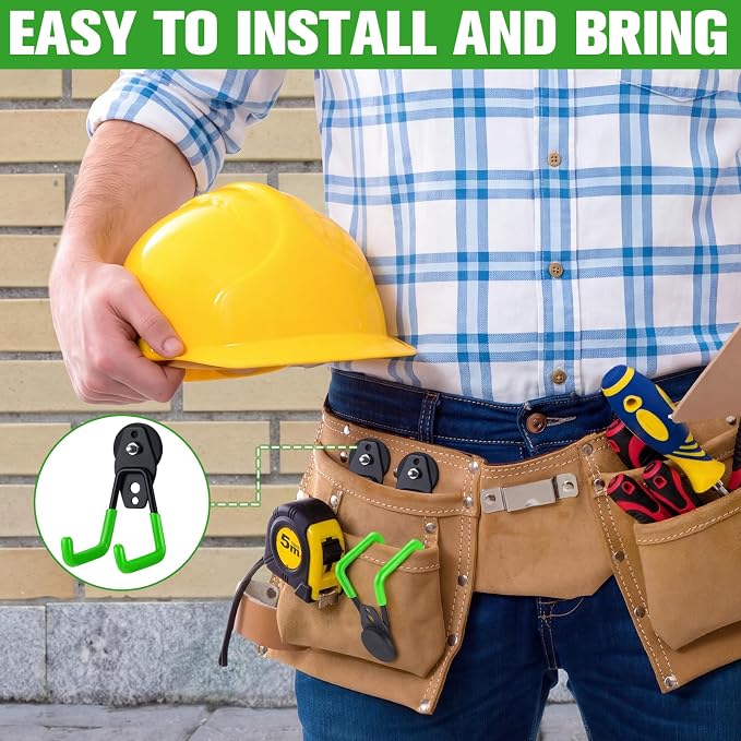 Landhoow 18 Pcs Large Magnetic Hooks Heavy Duty Garage Magnet Hooks Strong Storage Utility Magnetic Hangers with Anti Slip Rubber Coating for Indoor and Outdoor Hanging (Green)