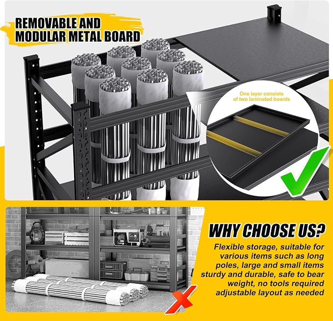 2 Set 79" W Heavy Duty Storage Shelves, 8000LBS Adjustable Garage Shelving Unit, Rust Proof Large Metal Storage Rack, 24" Dx79 Wx74 H Industrial Shelving for Warehouse, Basement, Supermarket