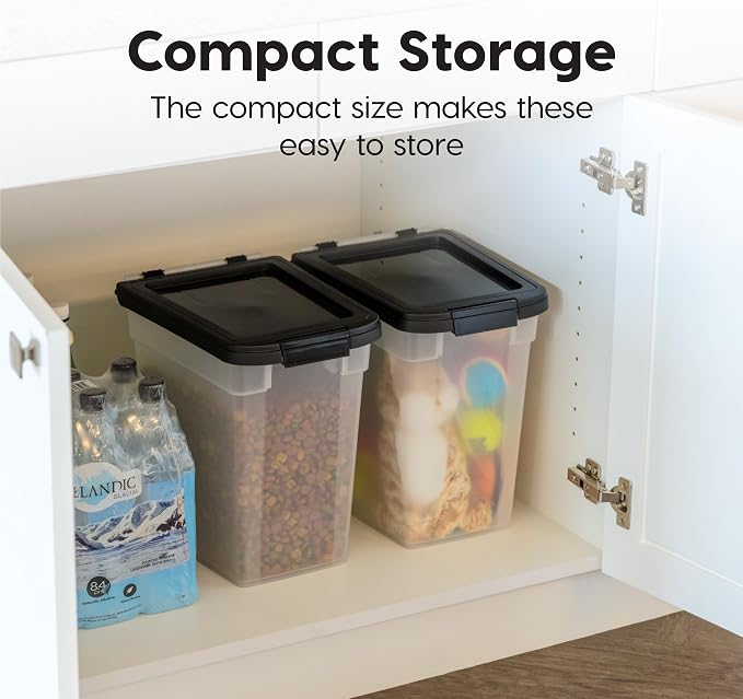 IRIS USA Dog Food Storage Container, 2-Pack, Up to 10 lbs, Black