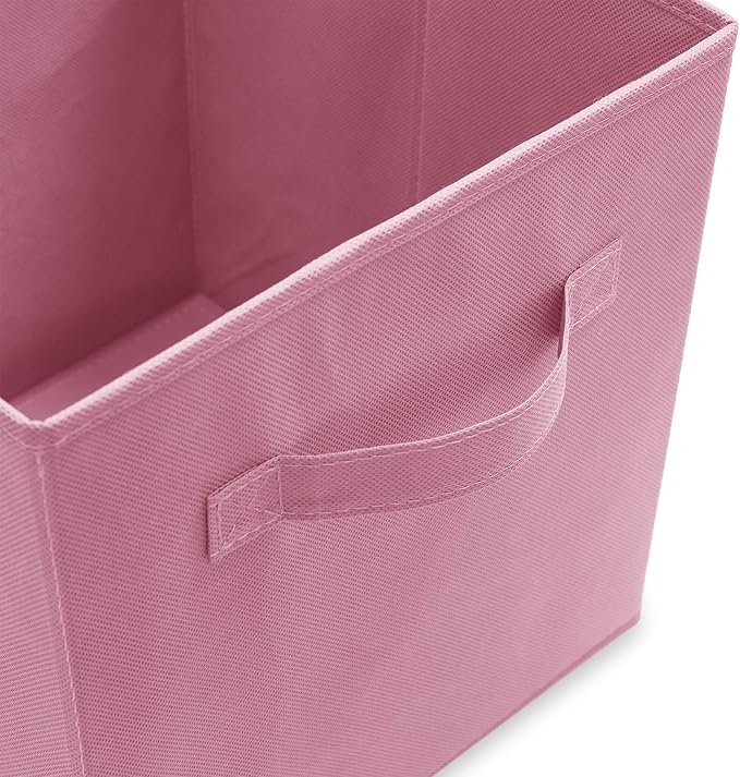 Casafield Set of 6 Collapsible Fabric Cube Storage Bins, Light Pink - 11" Foldable Cloth Baskets for Shelves, Cubby Organizers & More