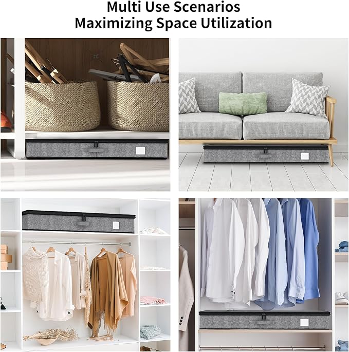 Under Bed Storage Containers 4 Pack Reinforced Underbed Organizer Box
