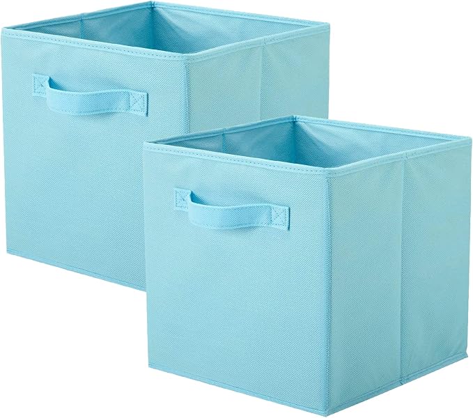 ShellKingdom Storage Bins, Foldable Fabric Storage Cubes And Cloth Storage | Storage Organizer For Closet And Toys, 10.5x10.5x11 INCH, 2 Pack (Light Blue)
