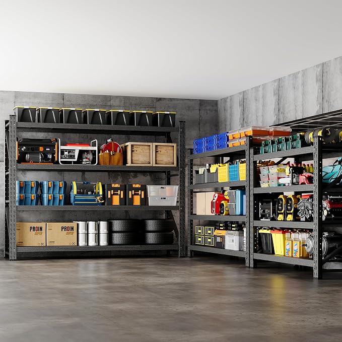 BYNSOE 78.8" W Heavy Duty Garage Shelves 7000lbs Garage Metal Shelving Adjustable Storage Shelves for Industrial, Factory, (78.8" W X 24" D X 78.8" H)