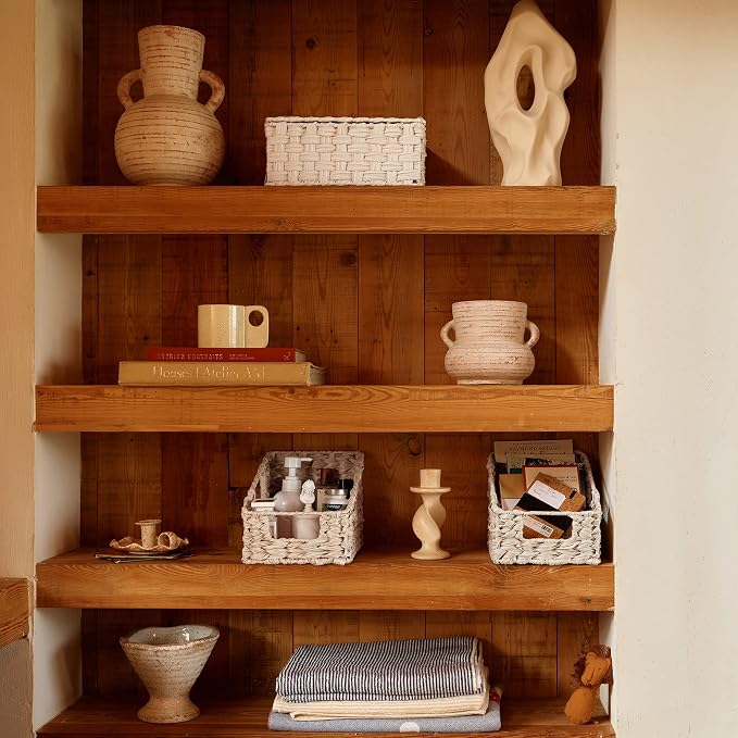 Granny Says Wicker Baskets With Lids, Woven Storage Basket With Lid | Woven Baskets With Lids, Wicker Baskets For Storage, Decorative Storage Boxes, Woven Stackable Basket with Lid for Organizing