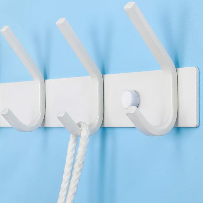 WEBI Coat Rack Wall Mounted,Coat Hooks Wall Mount,Coat Hanger Wall,Hook Rack Rail,2 Hooks for Hanging Clothes,Hats,Jacket,White,2 Packs