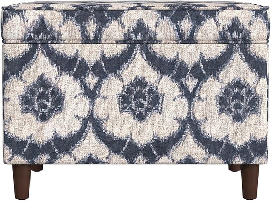 Spatial Order 24" Dinah Collection Storage Ottoman - Blue Medallion Print
