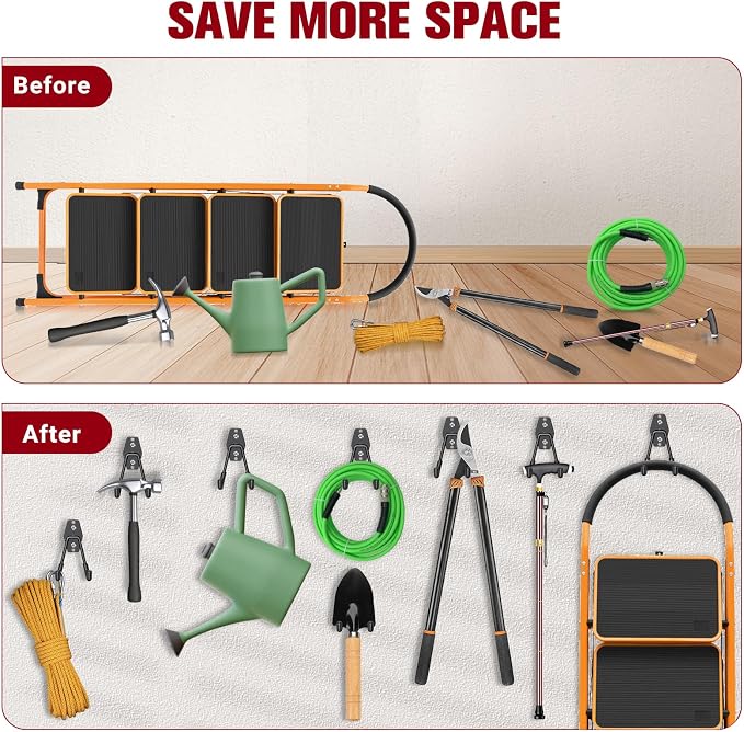 Garage Hooks Heavy Duty, 12 Pack Black Metal U Square Organizing Hooks for Hanging Heavy Duty, Bike Ladder Hangers, Iron Rust-Proof Screw-in Utility System Tool Organizer Wall Storage
