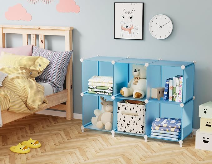 HOMIDEC Closet Organizers and Storage, 9 Cube Storage Organizer, Blue | Portable Closet Organizer Storage Cubes Shelves for Bedroom, Kids Room, Bathroom, Wardrobe