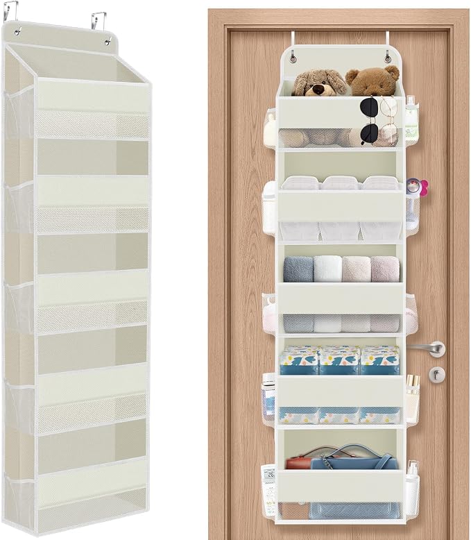 1Pack Over The Door Organizer Large Capacity Hanging Storage Room Organizer | 40 lb Capacity, Ultra-Sturdy, Foldable, Mesh Design with Clear Window, Space-Saving Organizer for Pantry, Nursery & Closet