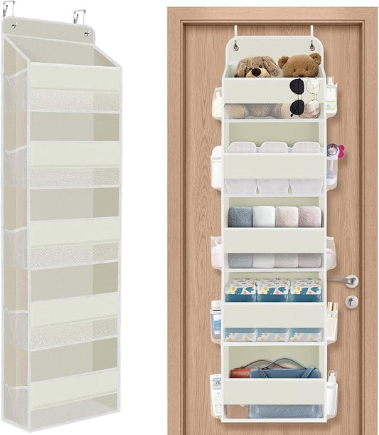 1Pack Over The Door Organizer Large Capacity Hanging Storage Room Organizer | 40 lb Capacity, Ultra-Sturdy, Foldable, Mesh Design with Clear Window, Space-Saving Organizer for Pantry, Nursery & Closet