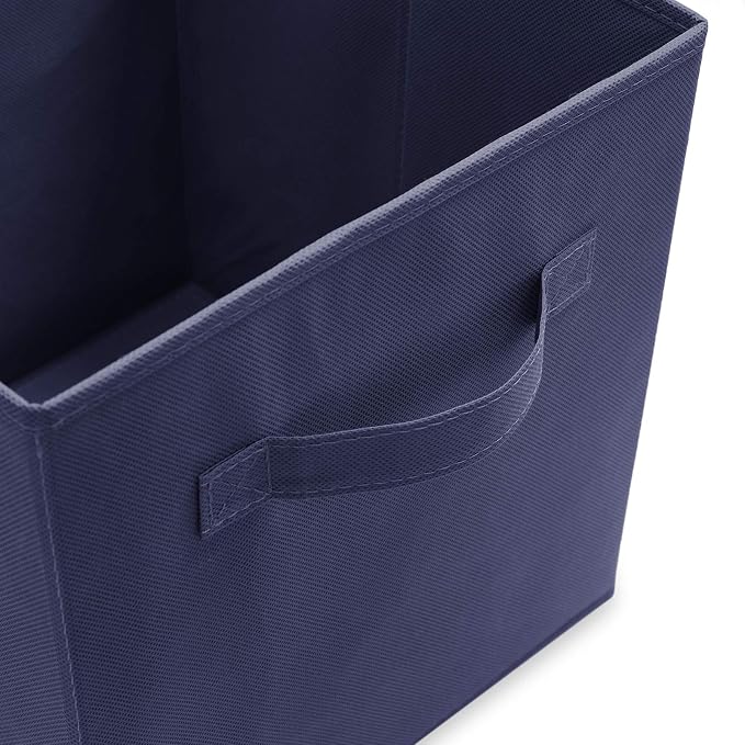 Casafield Set of 6 Collapsible Fabric Cube Storage Bins, Navy Blue - 11" Foldable Cloth Baskets for Shelves, Cubby Organizers & More