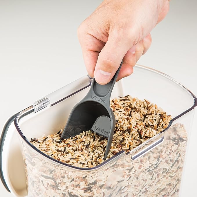 ProKeeper 2.5-Quart Grain Storage Container with Hinged Lid, Clear – BPA-Free, Airtight Seal, 5.5 x 7.65 x 7.25" | Includes Scoop, Hinged Lid, and Measurement Markings, Ideal for Rice, Beans, Grains, and Oats, BPA-Free and Dishwasher Safe