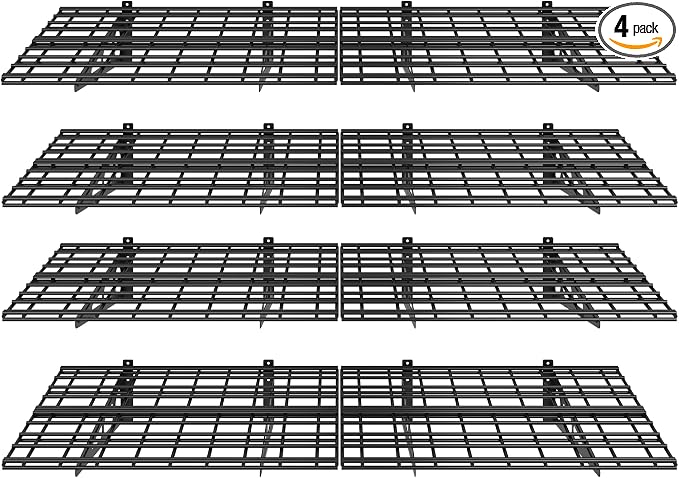FLEXIMOUNTS 4-Pack 2x6ft 24-inch-by-72-inch Wall Shelf Garage Storage Rack Floating Shelves, Black, Classic Series