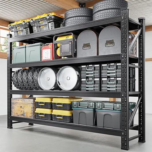 Letaya 8000LBS Storage Shelves Heavy Duty,75" W Garage Shelving Units, 4 Tier Adjustable Utility Rack Shelf,Large Metal Industrial Shelves,for Shop,Warehouse,Basement,Black (75" W x 24" D x 70" H)