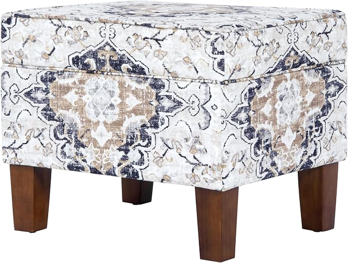 Spatial Order 22" Dinah Collection Storage Ottoman - Antiqued Ebony Cream
