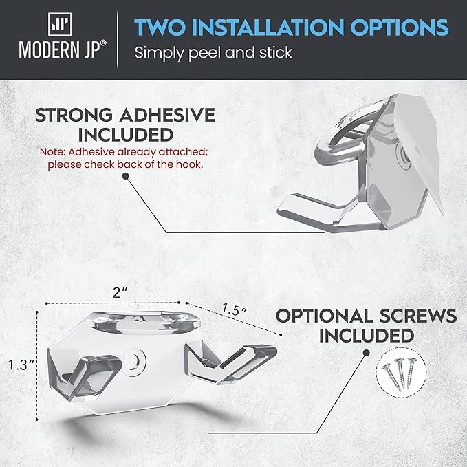 Adhesive Hat Hooks for Wall (8-Pack) - Hat Rack for Baseball Caps, Minimalist Hat Display, Strong Hold Hat Hangers for Wall - USA Patented, Clear
