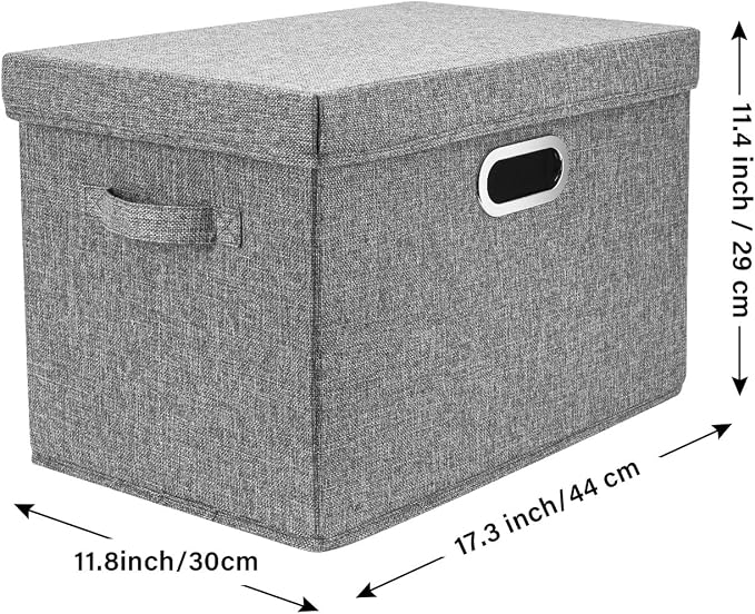Large Collapsible Storage Bins with Lids, Organization Bins for Closet Storage, Clothes Storage, Folding Storage Box with Lids for Home Office Storage - 2 Pack - Gray