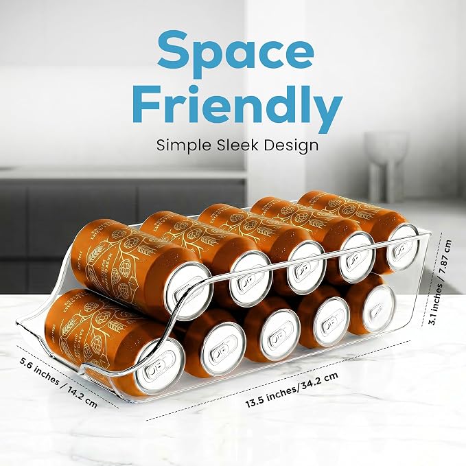 Utopia Kitchen Soda Can Organizer for Refrigerator & Pantry, 2 Pack, Clear | Durable Can Storage Organizer for Fridge & Kitchen Organization