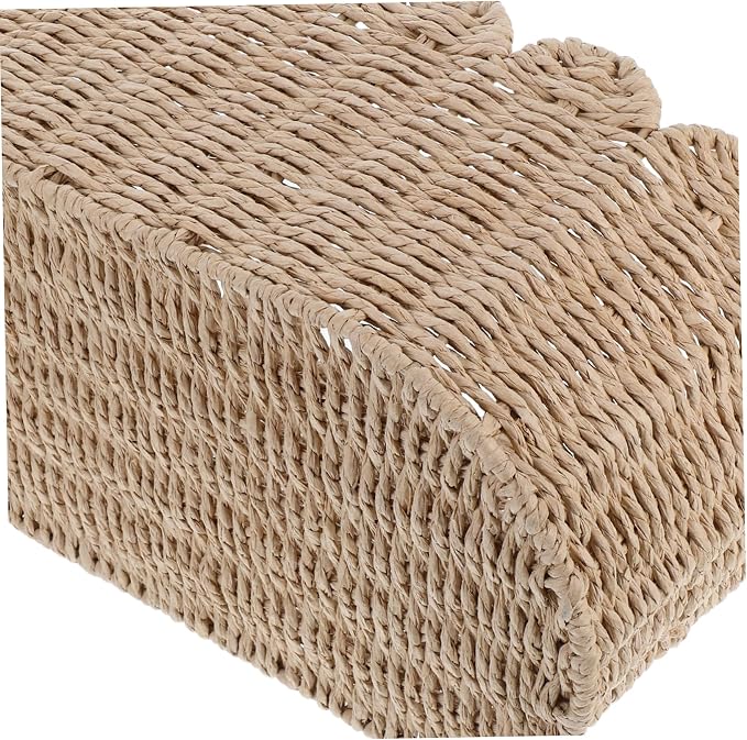 Hemobllo Hand-woven Paper Rope Storage Basket Sturdy Frame Woven Container for Organizing Home Sundries Practical Decorative Basket for Living Room and Bedroom Storage