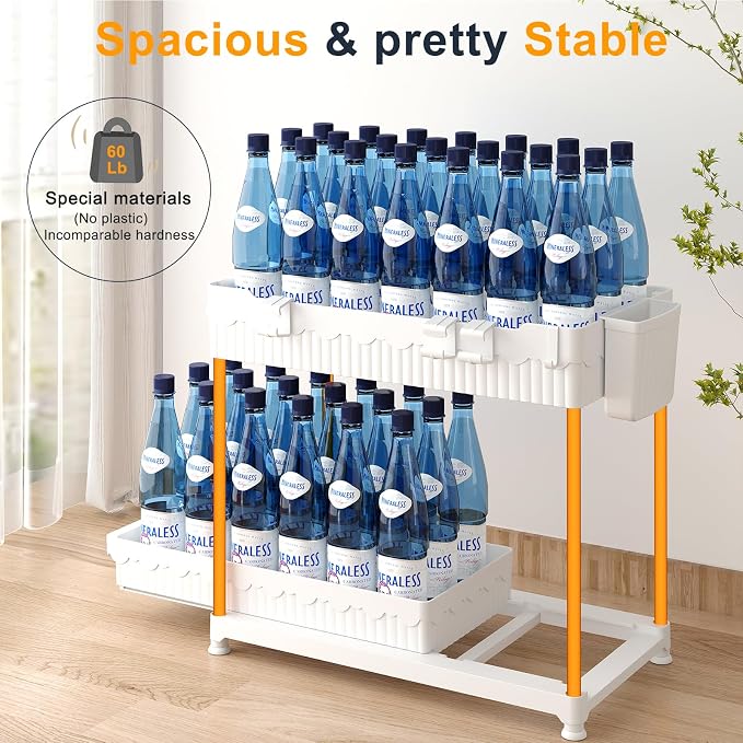 Sevenblue 3-Pack 2-Tier Under Sink Organizers with Sliding Drawers | Multi-use kitchen & bathroom storage, 12.8 inch white cabinet organizer, space-saving sliding drawer design.