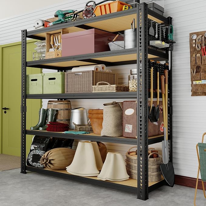 40''W Garage Storage Shelves, Storage Racks Shelving Units, Storage Shelves Heavy Duty, Adjustable Metal Shelves with 2 Pegboards for Basement, Warehouse, Pantry, Kitchen, 2200 LBS
