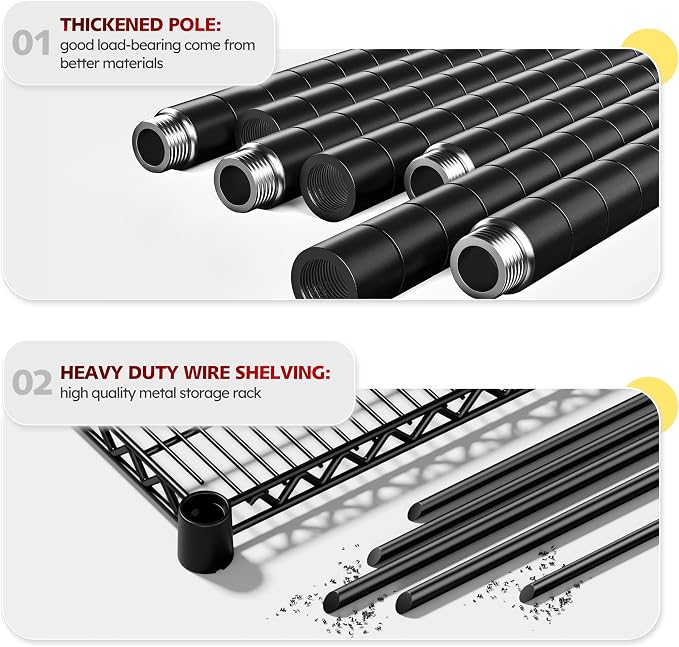 REIBII 55.52''W Storage Shelves 2480LBS Wire Shelving Unit with Wheels Heavy Duty Metal Shelves for Storage Adjustable Garage Storage Rack Kitchen Shelving,75.62" H X 55.52''W X 24.02" D,4PCS