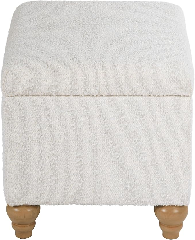 Spatial Order 22" Medium Rectangular Storage Ottoman - Cream Boucle