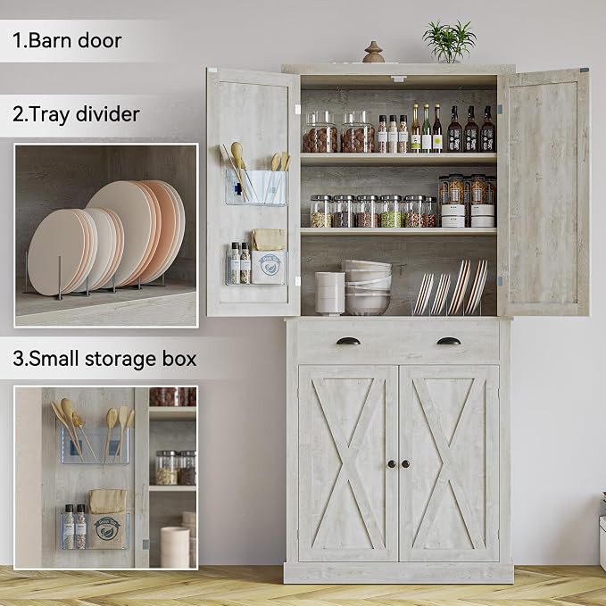IRONCK Storage Cabinet with Drawers and Doors for Living Room and Entryway | Open Shelves, Adjustable shelves, Organized essentials