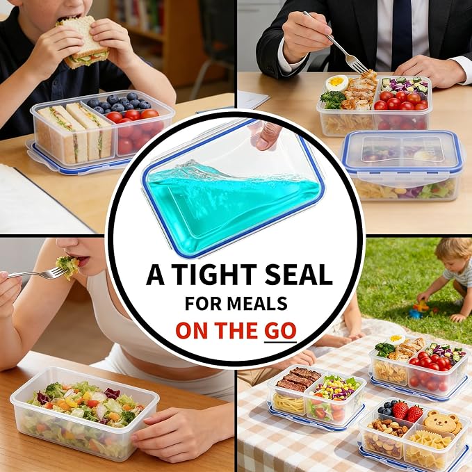 KIGI Food Storage Container Set for Meal Prep & Lunch, 0.7/4.7 Cup, 8 Pack | Removable Inner Inserts for Adjustable 1-4 Compartment storage, Leak-Proof & Airtight, Microwave Safe, BPA-free Plastic