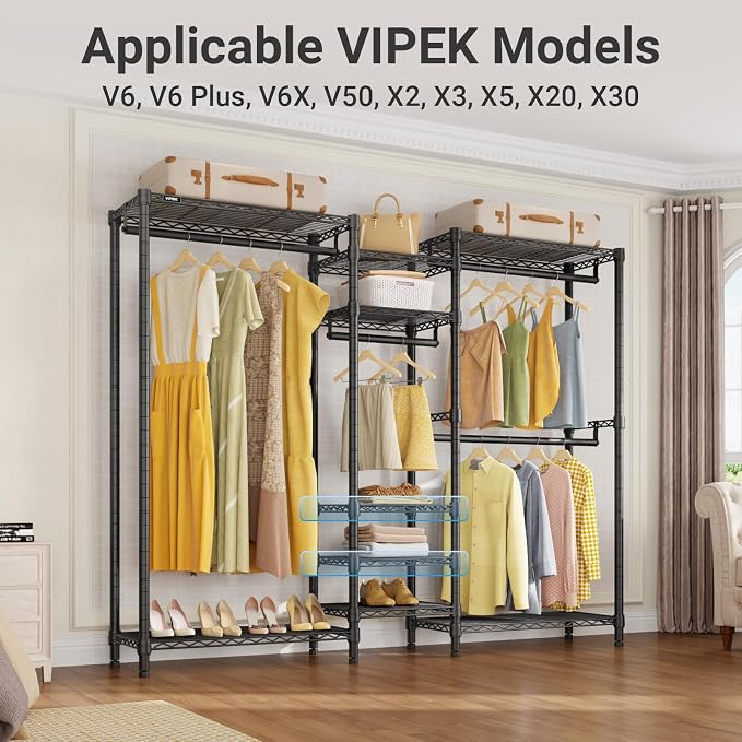 VIPEK 2Pack Wire Shelf for Clothes Rack, 15.7" x 15.7", Black | Wire Shelf Only Suitable for V2, V6, V6 Plus, V6X, V50, X2, X3, X5, X20, X30 Clothes Rack Quick Installation