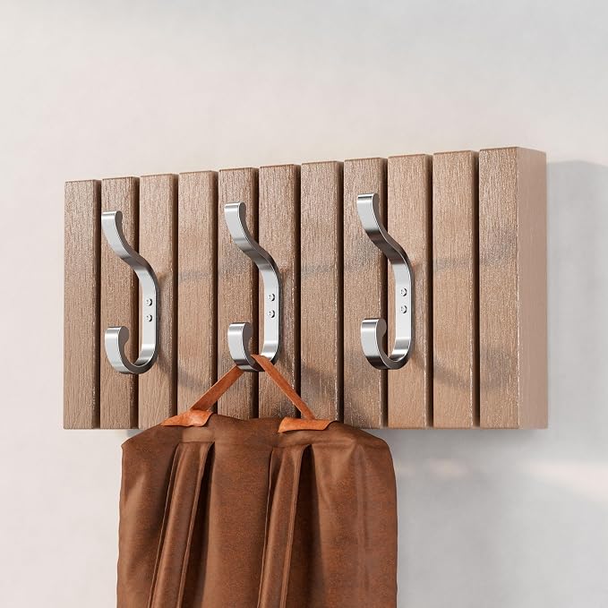 bussdis 6-Pack Heavy Duty Wall Hooks - Hold 30LB for Backpacks, Towels, Coats, Keys, Clothes - Silver Wall Mounted Hooks for Bathroom, Closet, Door, Mudroom