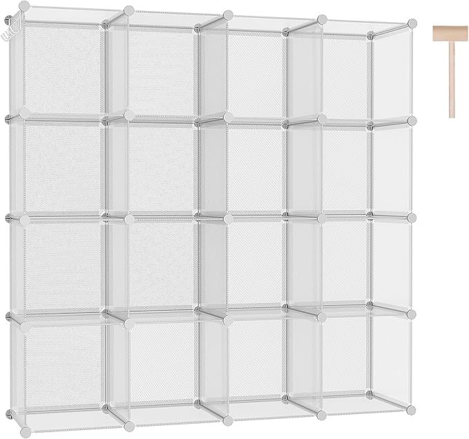 C&AHOME 16 Cube Storage Organizer Cube Shelves Units Storage Cubes, Twill | Plastic DIY Closet Organizer, Stackble Modular Closet Storage Shelves Ideal for Home, Bedroom, 48.4" L × 12.4" W × 48.4" H