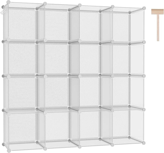 C&AHOME 16 Cube Storage Organizer Cube Shelves Units Storage Cubes, Twill | Plastic DIY Closet Organizer, Stackble Modular Closet Storage Shelves Ideal for Home, Bedroom, 48.4" L × 12.4" W × 48.4" H