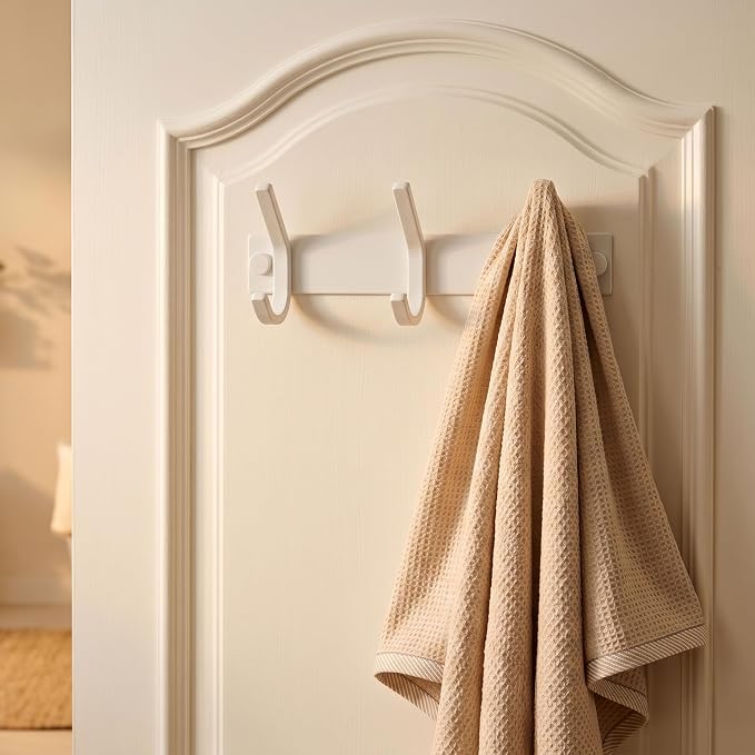 WEBI Coat Rack Wall Mount,Coat Hooks Wall Mounted,Coat Hanger Wall,Hook Rack Rail,3 Hooks for Hanging Coats,Hats,Jacket,Clothes,White,2 Packs