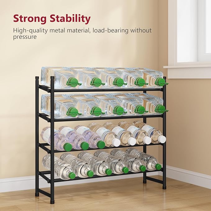 Expandable Shoe Rack for Closet 4 Tier, 28“-41“Stackable, Black | Adjustable Shoe Organizer Closet Shoe Rack Floor, Metal Shoe Shelf Storage for Entryway, Closet, Garage, Front Door Entrance