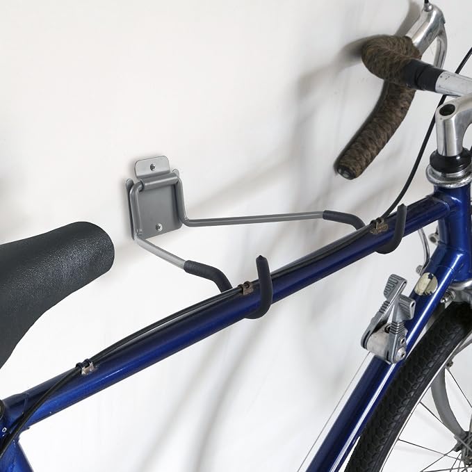 Bike Wall Mount - EVA Foam Padded Bicycle Hooks with 50lb Capacity - Flip-Up Garage Bicycle Rack for Mountain, Road, and Kids Bikes by Rad Sportz