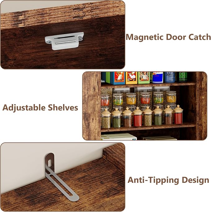 BORNOON Pantry Organizers and Storage Cabinet, 67.71” Barn Door White Kitchen Cabinet with Drawers and Adjustable Shelf, Tall Pantry for Kitchen, Dining Room, Living Room